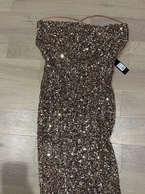 NWT gold sequin mini spaghetti strap dress